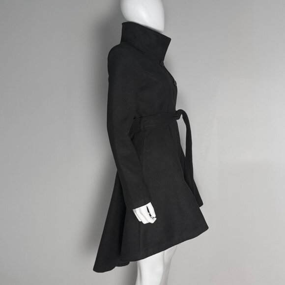 Black Fit + Flare High-Low Hem Coat Black size S - Picture 2 of 5